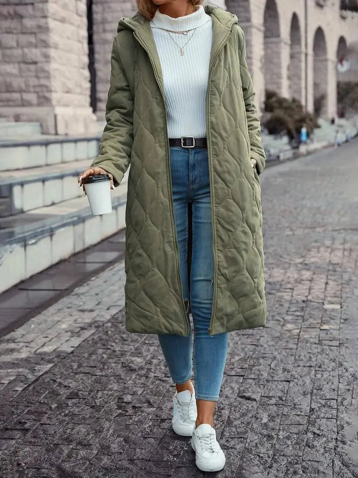 Manteau mi-long femme chaud coupe élégante polyvalente hiver