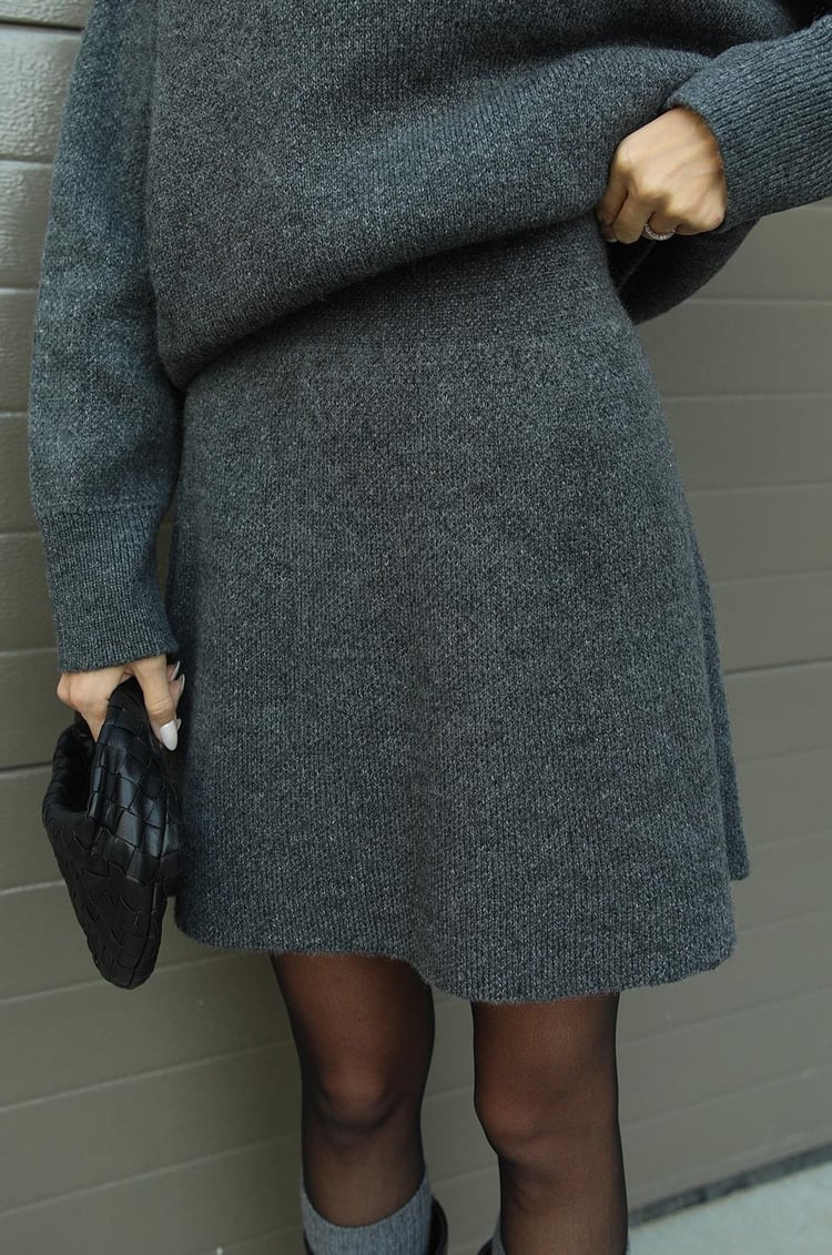 Ensemble deux pièces femme en maille premium haut ajusté jupe taille haute