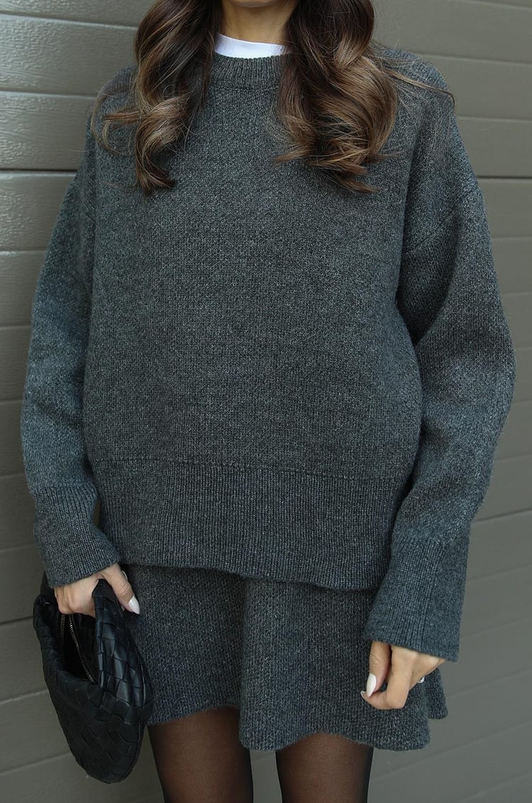 Ensemble deux pièces femme en maille premium haut ajusté jupe taille haute