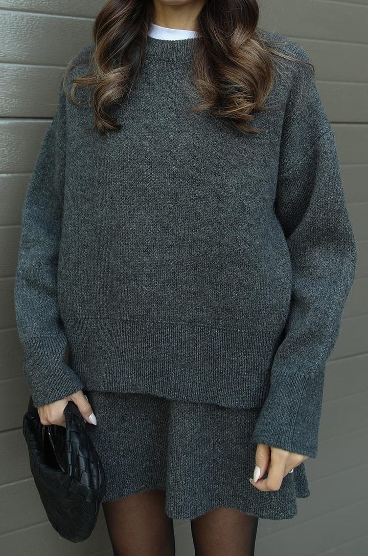 Ensemble deux pièces femme en maille premium haut ajusté jupe taille haute