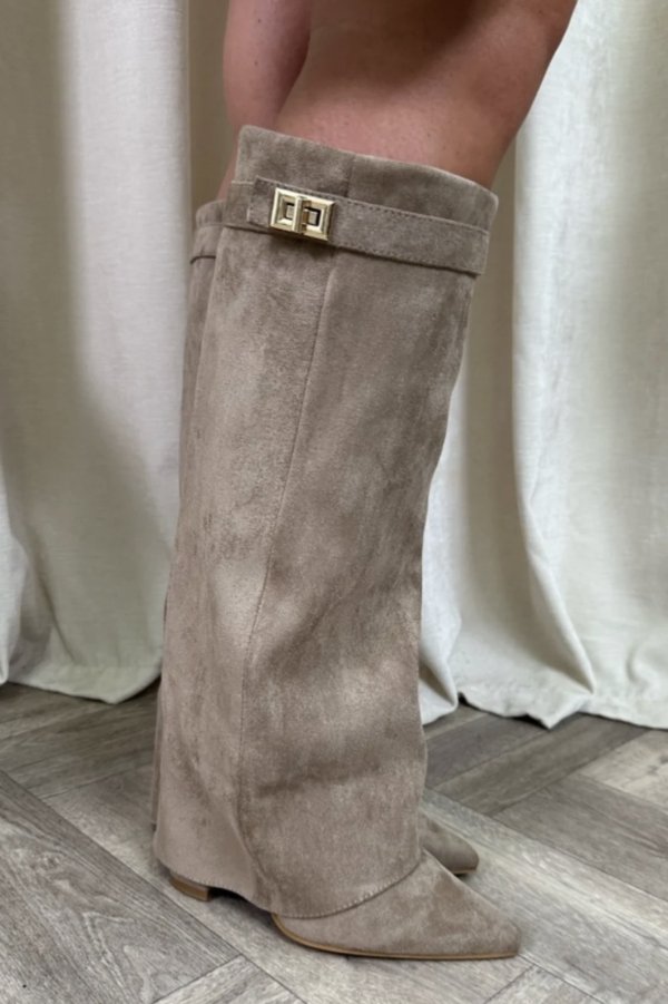 Bottes femme haut de genou talon bloc confortable fermeture éclair