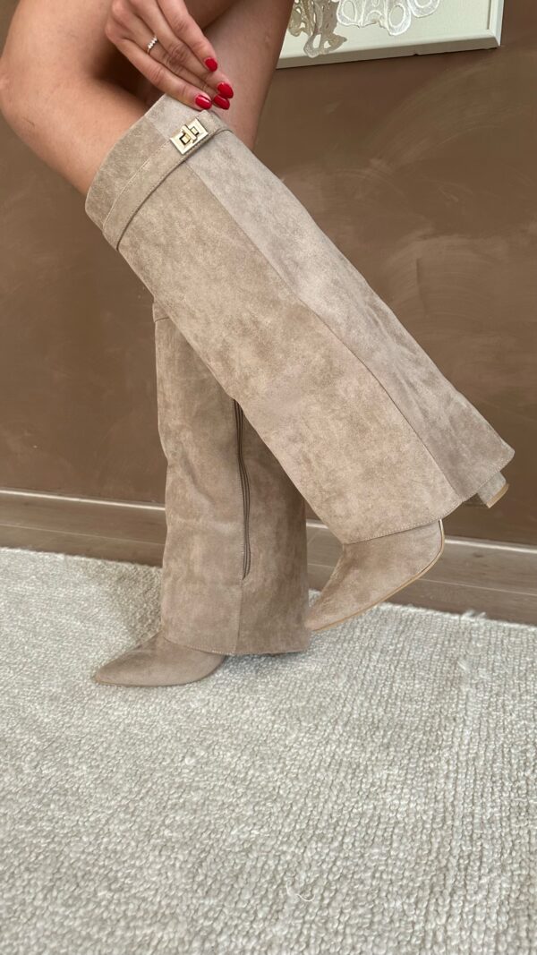 Bottes femme haut de genou talon bloc confortable fermeture éclair