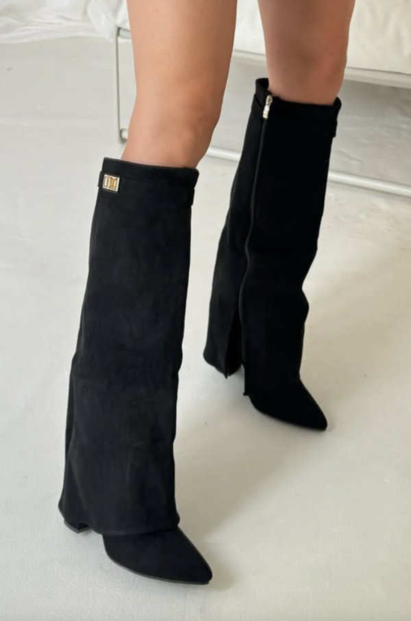 Bottes femme haut de genou talon bloc confortable fermeture éclair