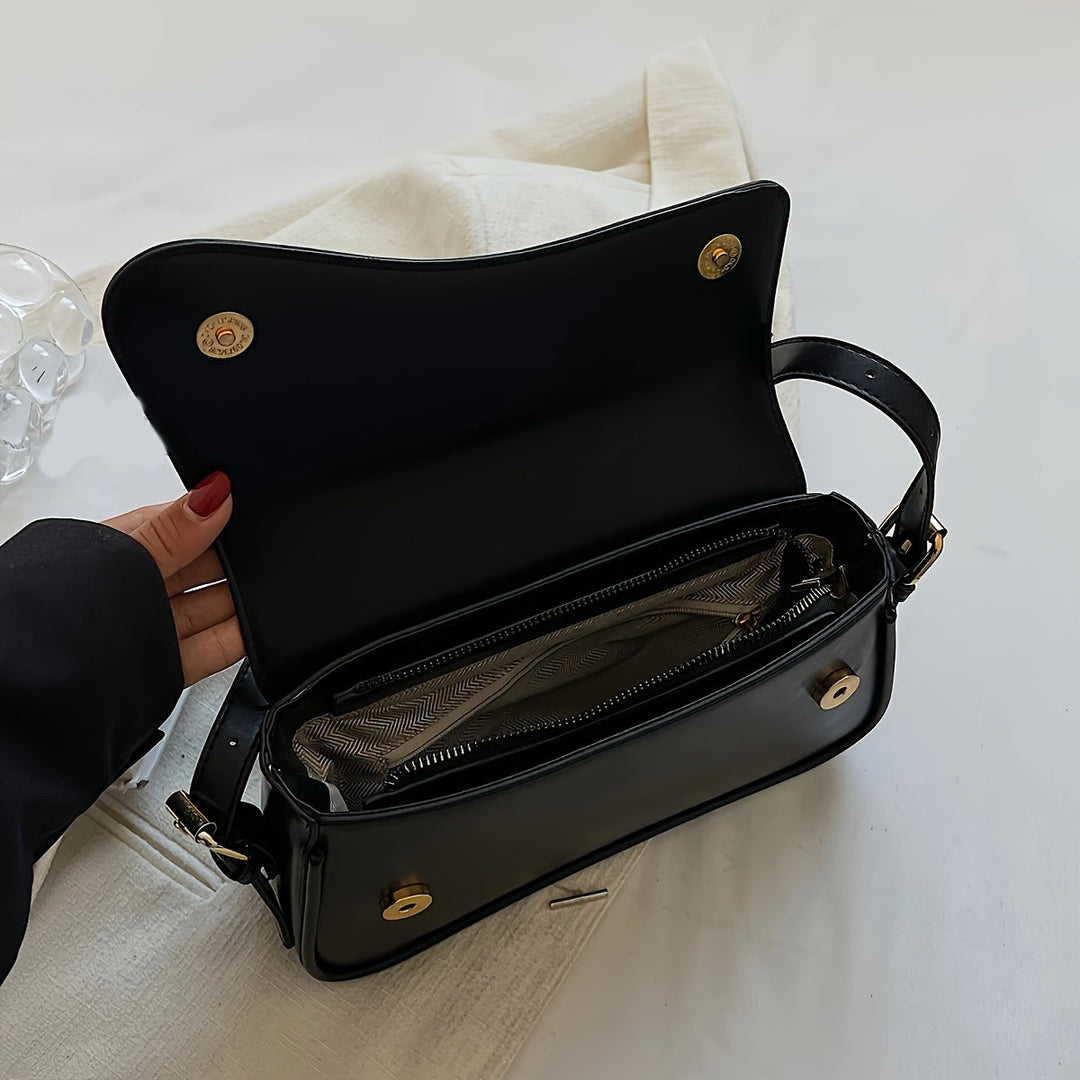Sac épaule femme rabat élégant bandoulière réglable cuir végan texturé