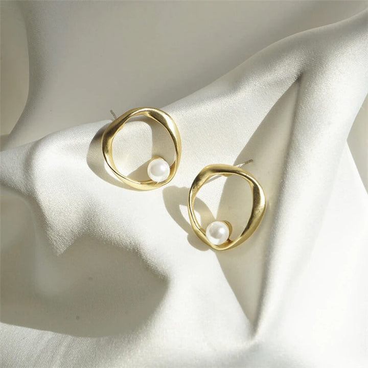 Amara Minimalist Pearled Earrings – 14K Gold-Plated Small Pearl Drop