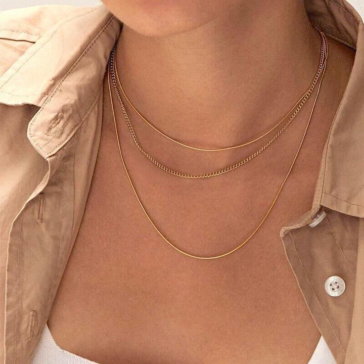 Amara 14K Gold-Plated Minimalist Necklace – Slim Snake Chain