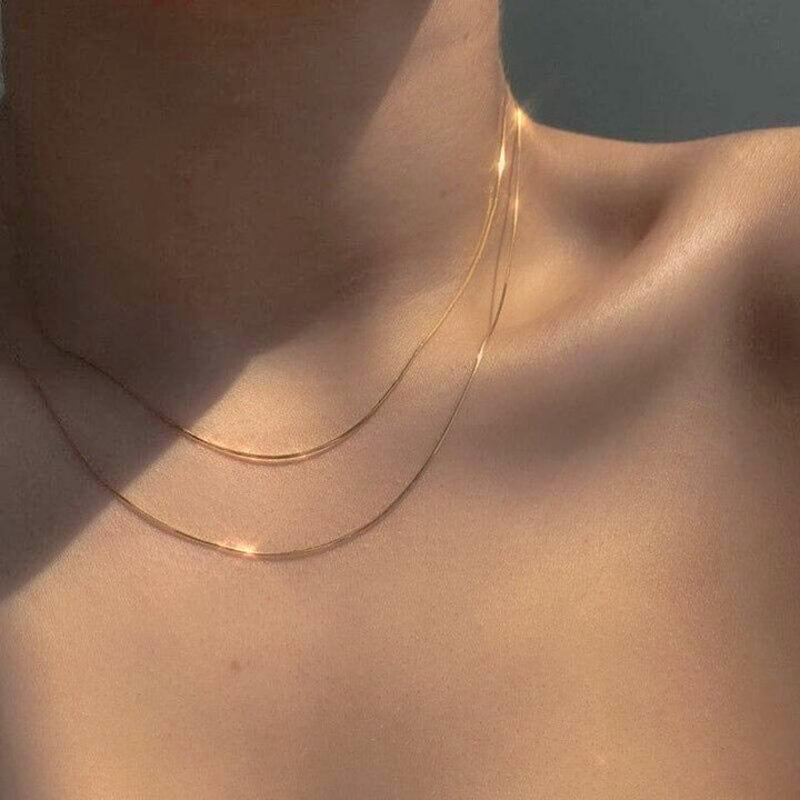 Liora Minimalist Snake Chain Necklace – Slim Gold & Silver