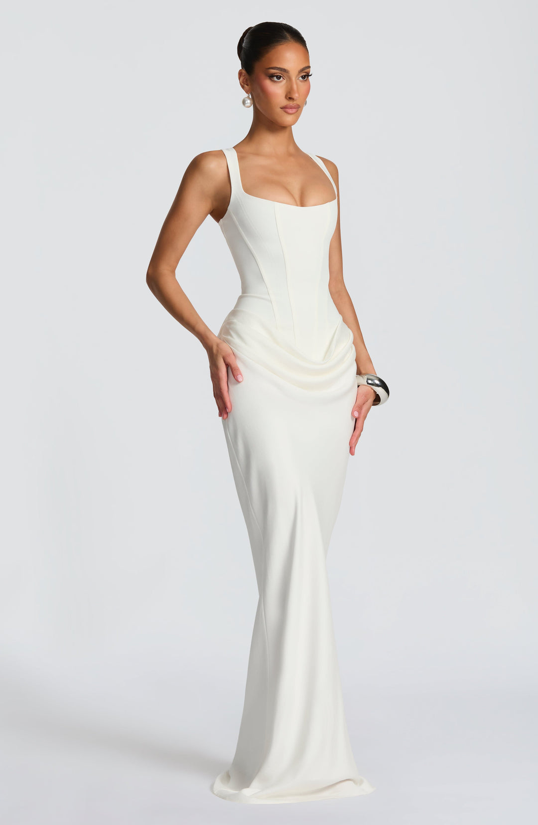 Robe longue bodycon femme coupe ajustée maxi tissu extensible élégant