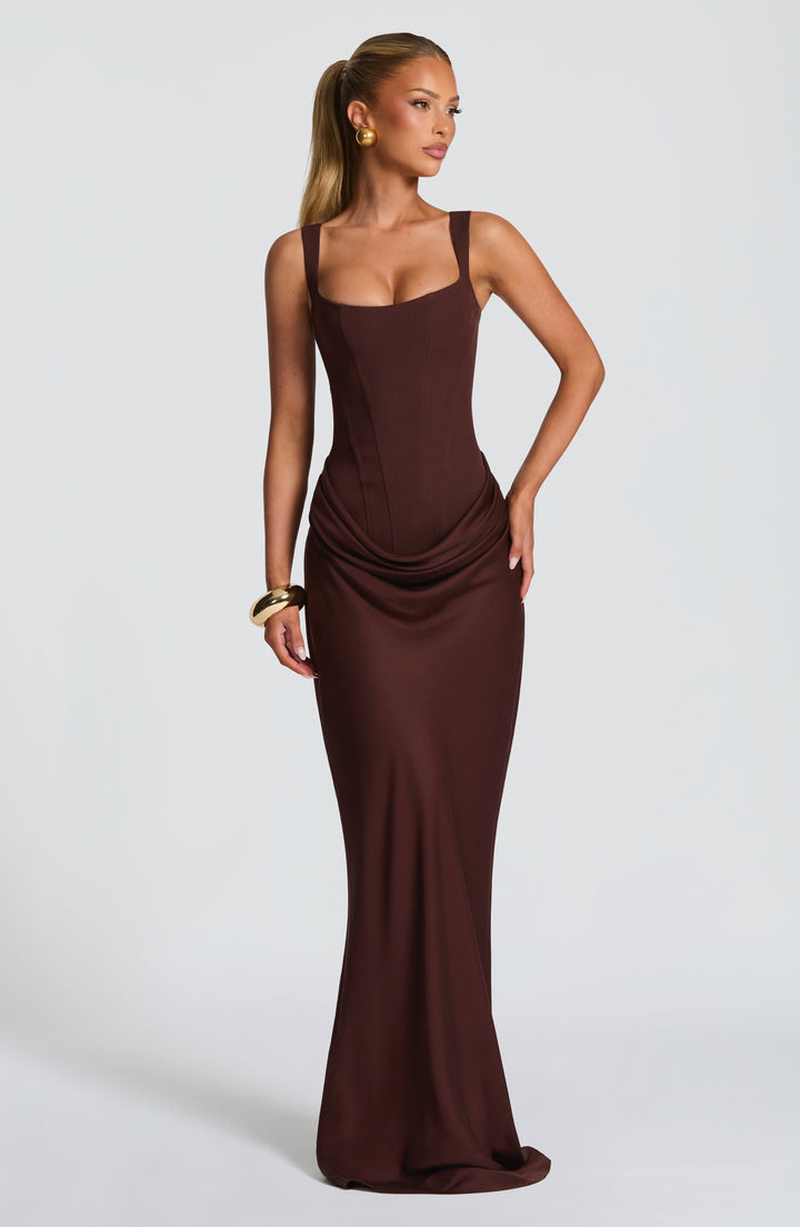 Robe longue bodycon femme coupe ajustée maxi tissu extensible élégant