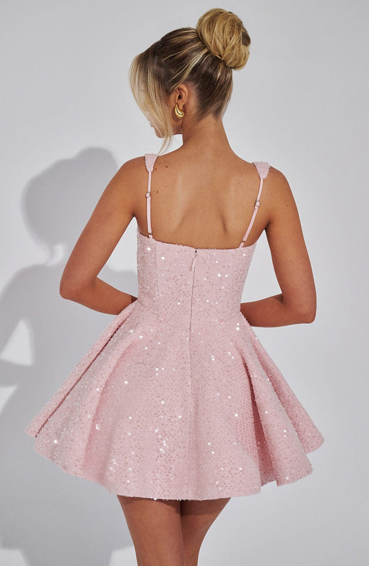 Robe mini à sequins femme encolure carrée bretelles réglables élégante