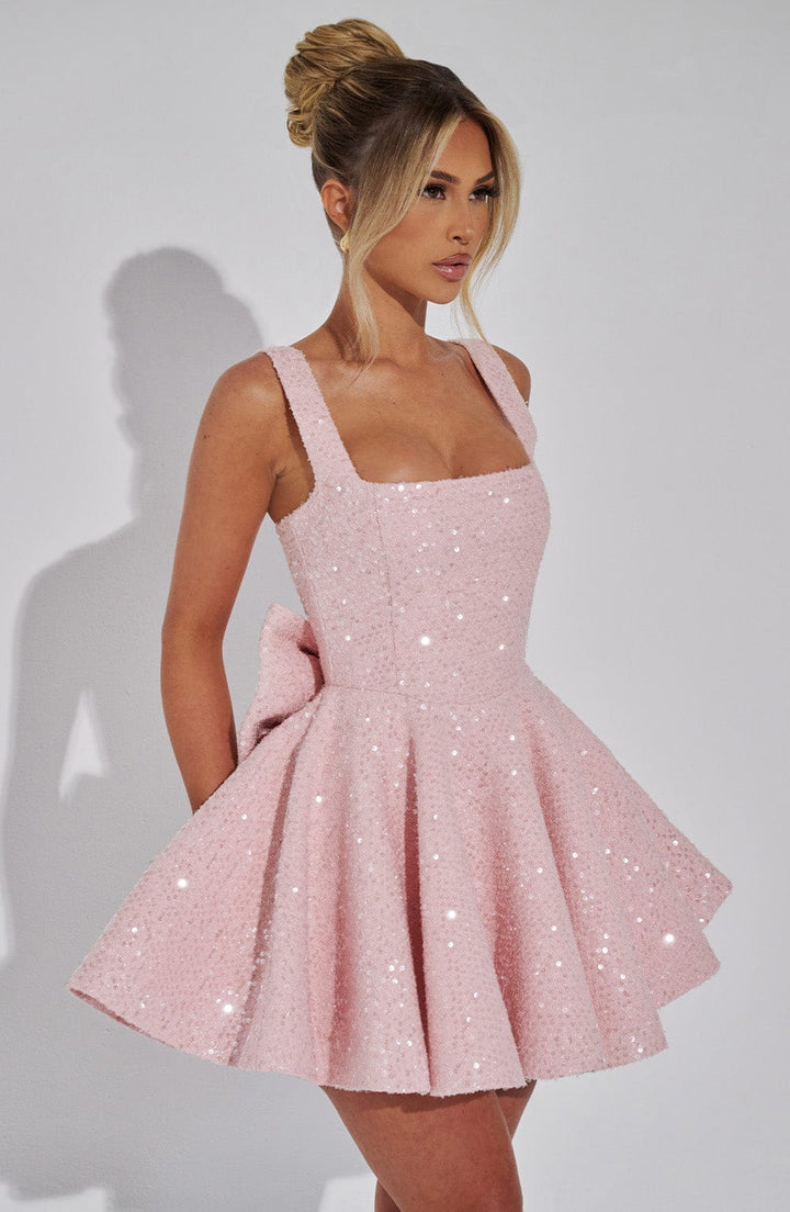 Robe mini à sequins femme encolure carrée bretelles réglables élégante
