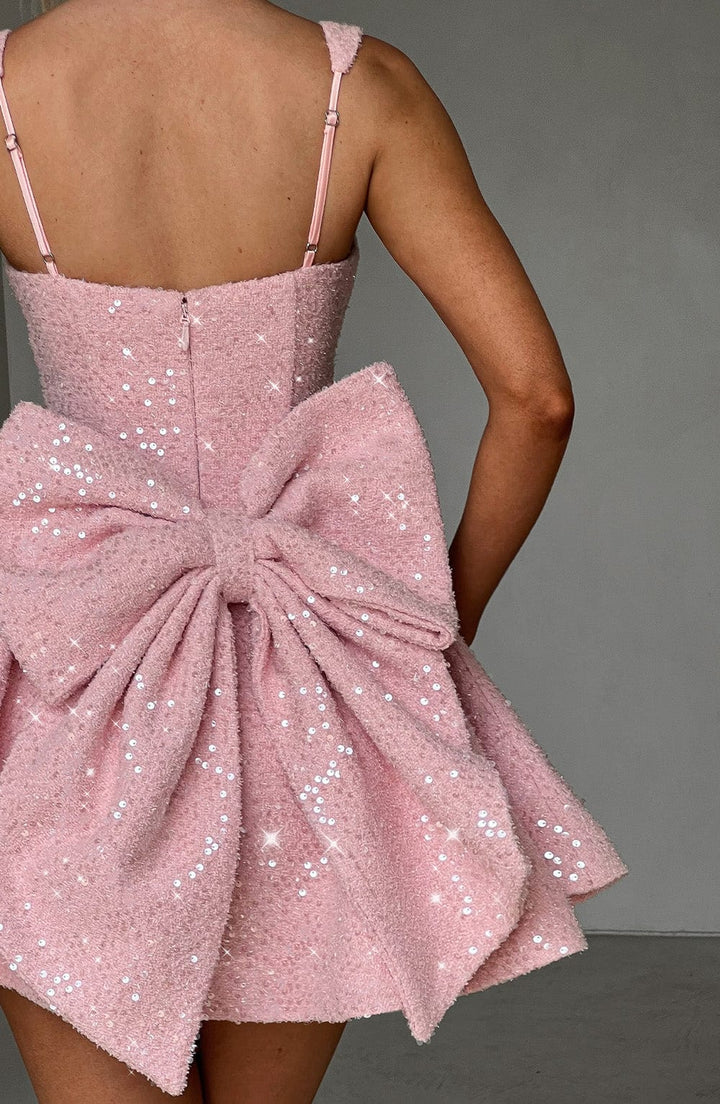 Robe mini à sequins femme encolure carrée bretelles réglables élégante