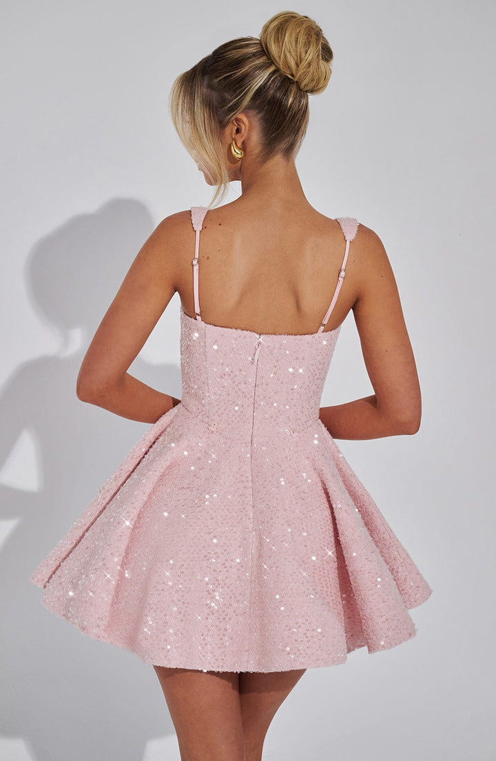 Robe mini à sequins femme encolure carrée bretelles réglables élégante