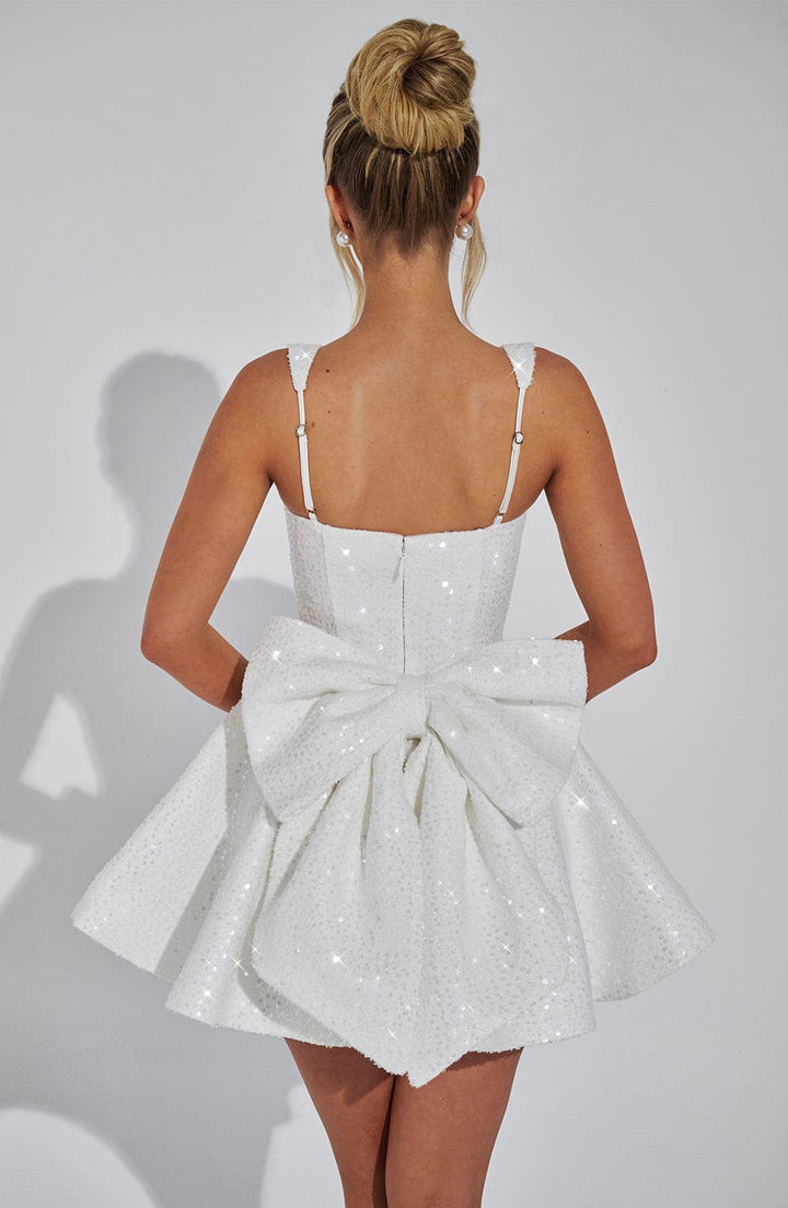 Robe mini à sequins femme encolure carrée bretelles réglables élégante