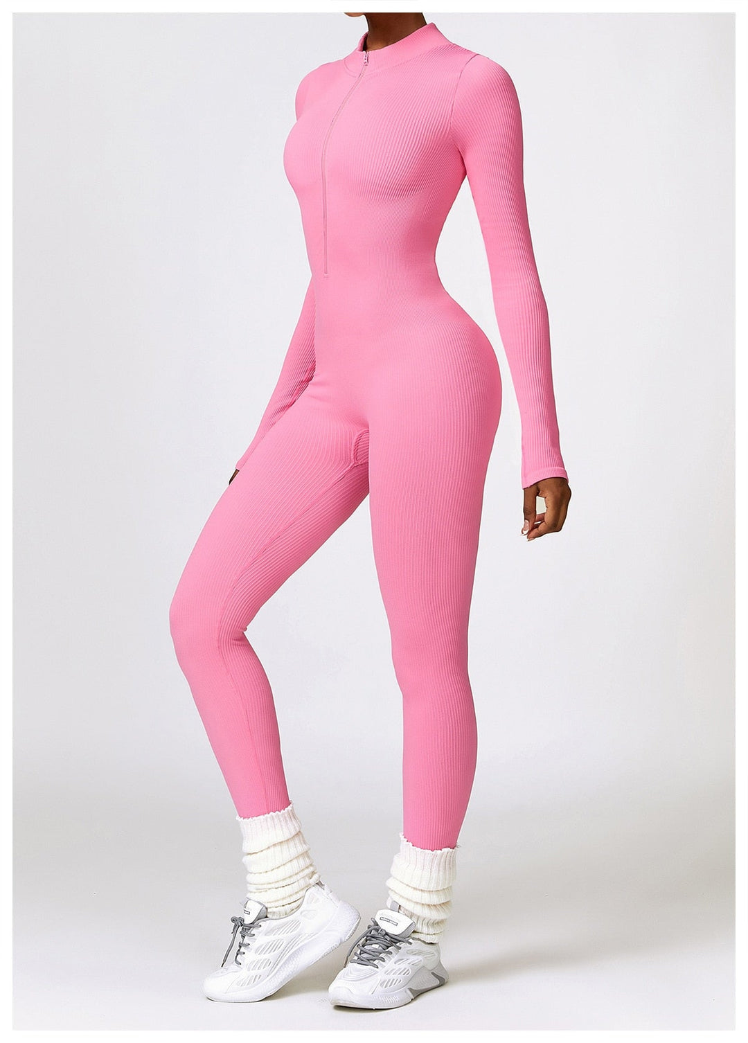 Zip Up Jumpsuit Long Sleeve - Siopie