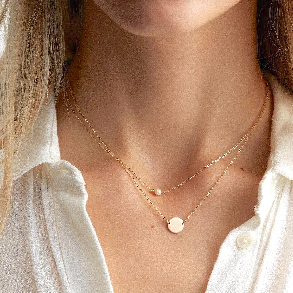 Amara Gold-Plated Double-Layer Pearl Necklace – Elegant Minimalist Jewelry
