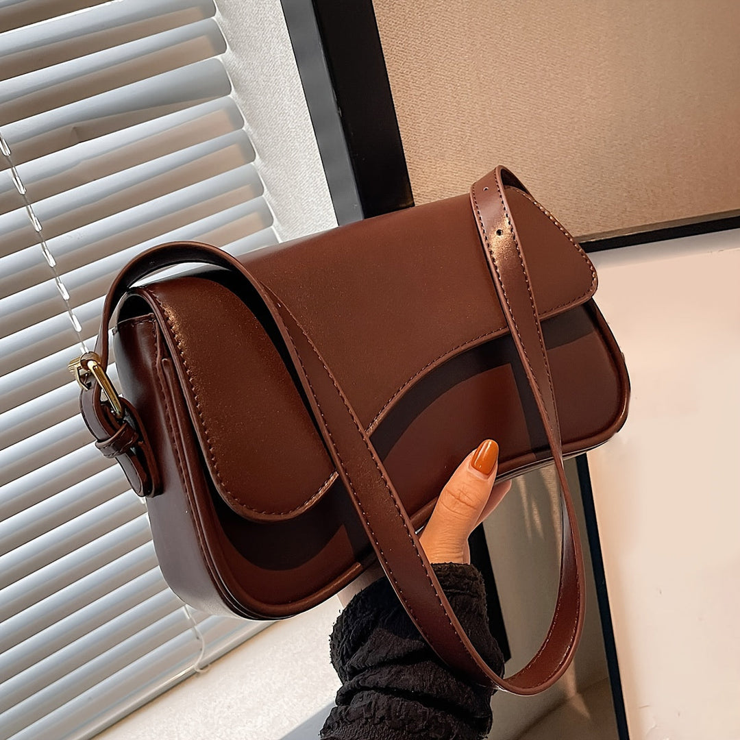 Sac épaule femme rabat élégant bandoulière réglable cuir végan texturé