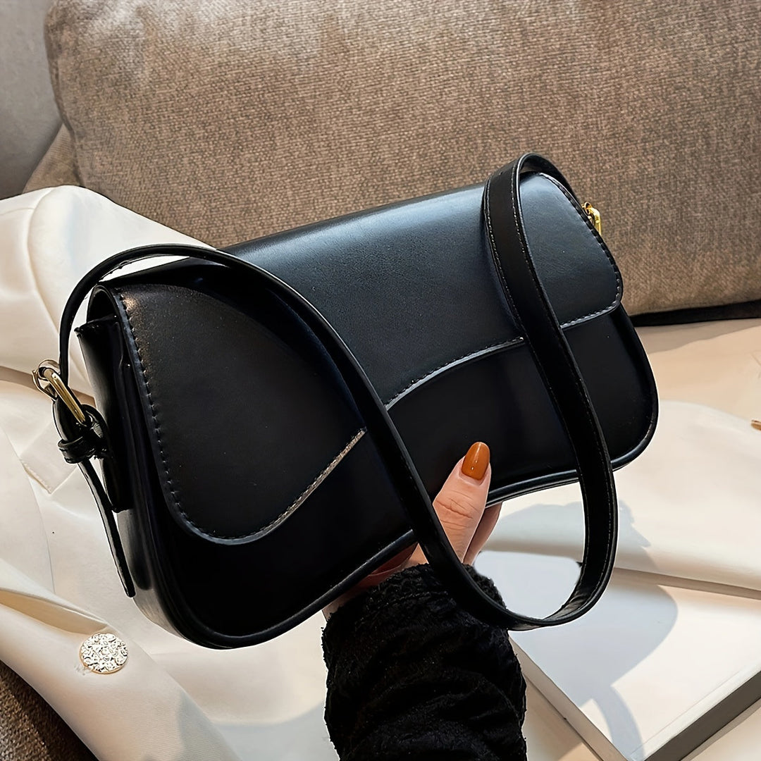 Sac épaule femme rabat élégant bandoulière réglable cuir végan texturé