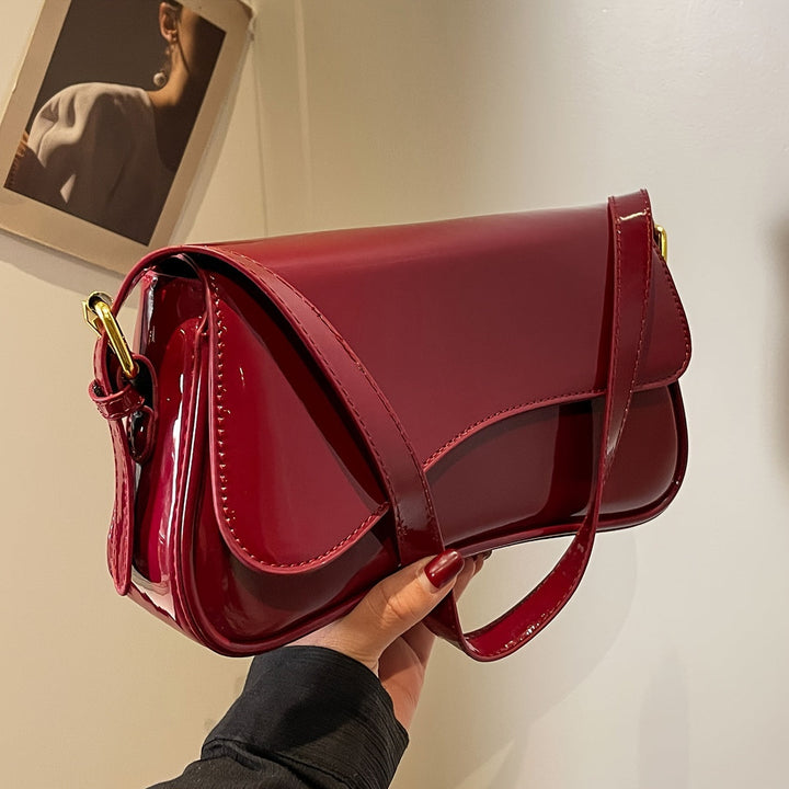 Sac épaule femme rabat élégant bandoulière réglable cuir végan texturé