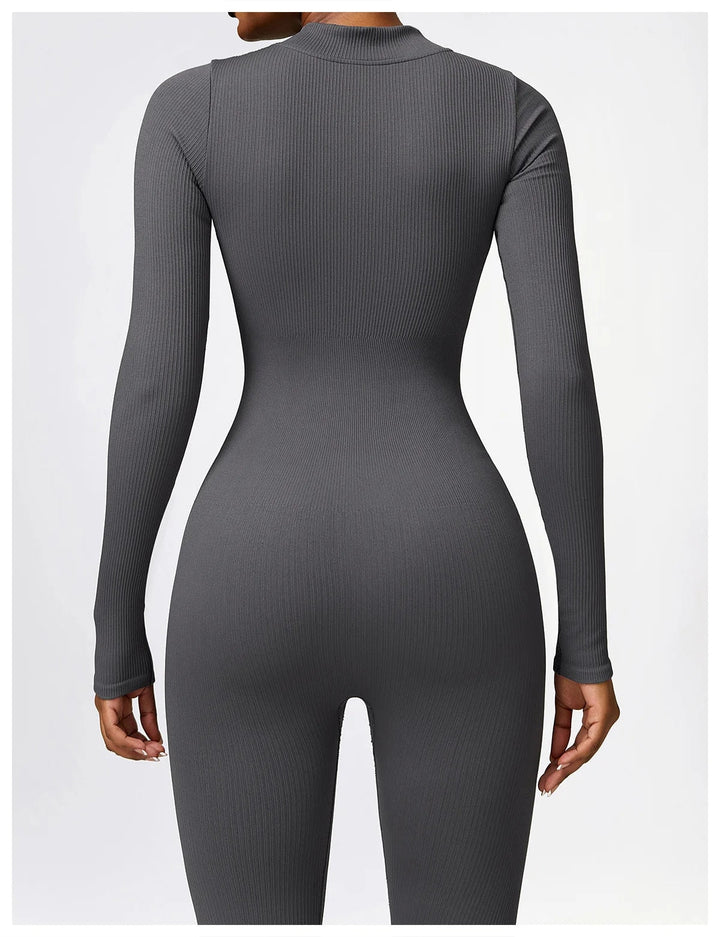 Zip Up Jumpsuit Long Sleeve - Siopie