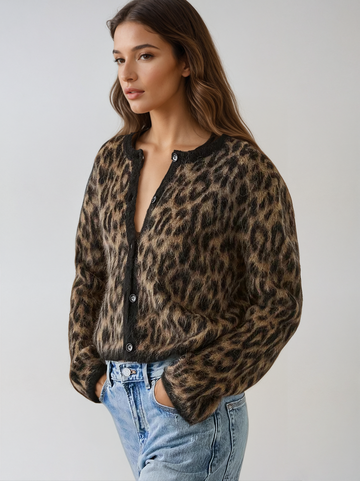 Cardigan femme laine alpaga col rond boutonné coupe polyvalente