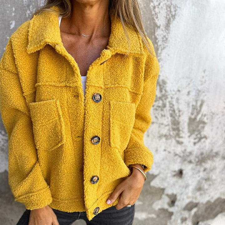 Veste mi-longue femme coupe droite col à revers chaude et élégante