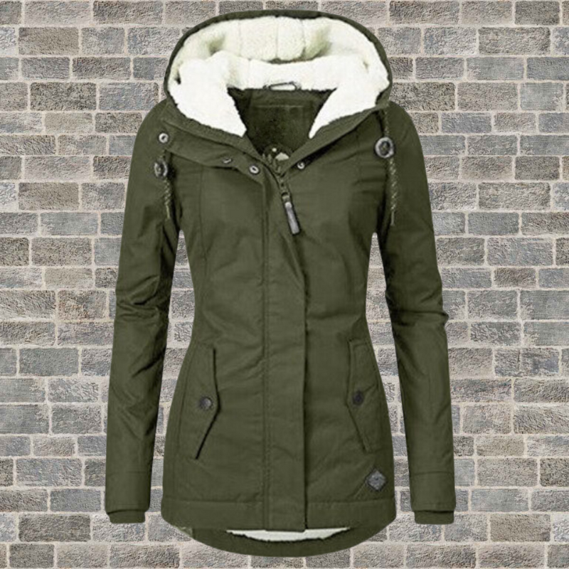 Veste d’hiver longue femme imperméable à capuche doublée chaude