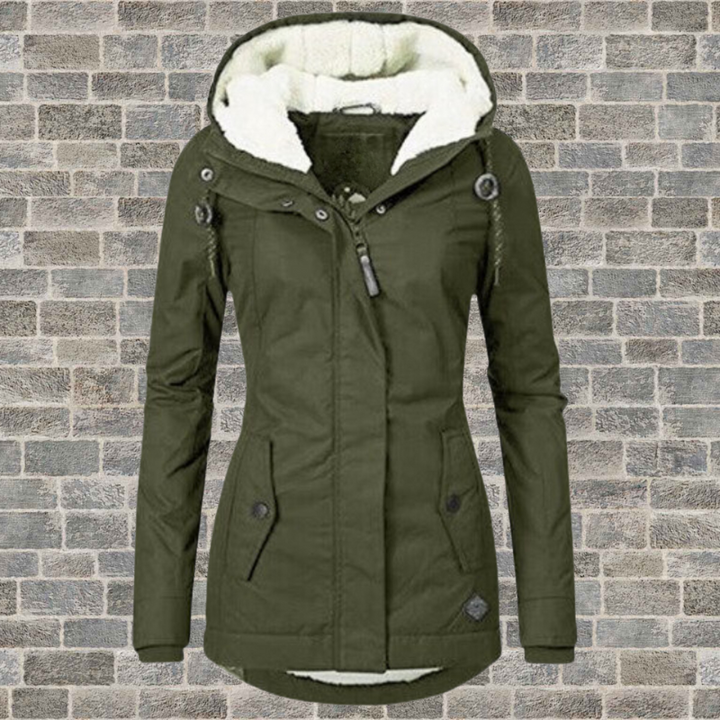 Veste d’hiver longue femme imperméable à capuche doublée chaude