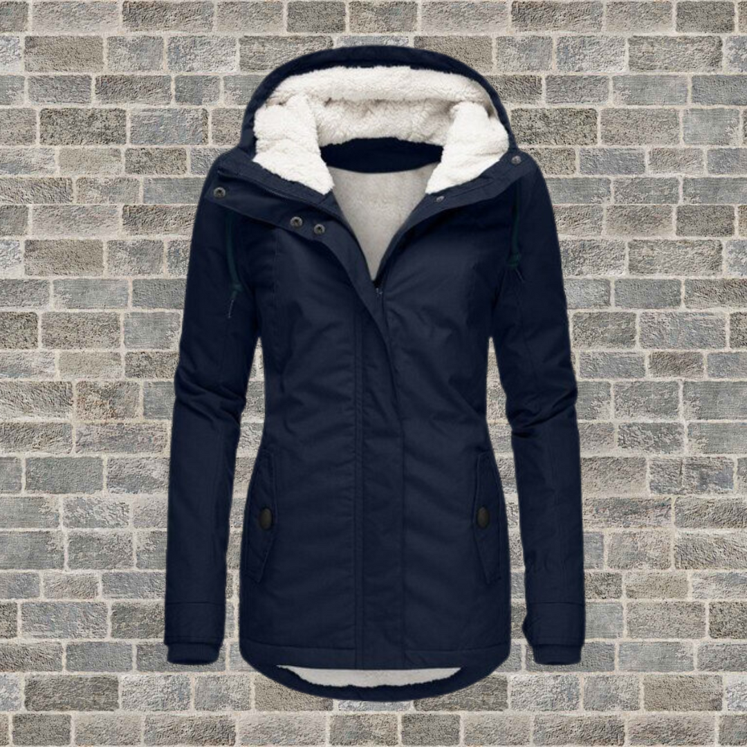 Veste d’hiver longue femme imperméable à capuche doublée chaude