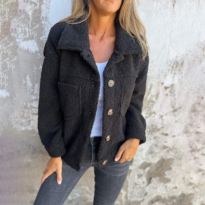 Veste mi-longue femme coupe droite col à revers chaude et élégante
