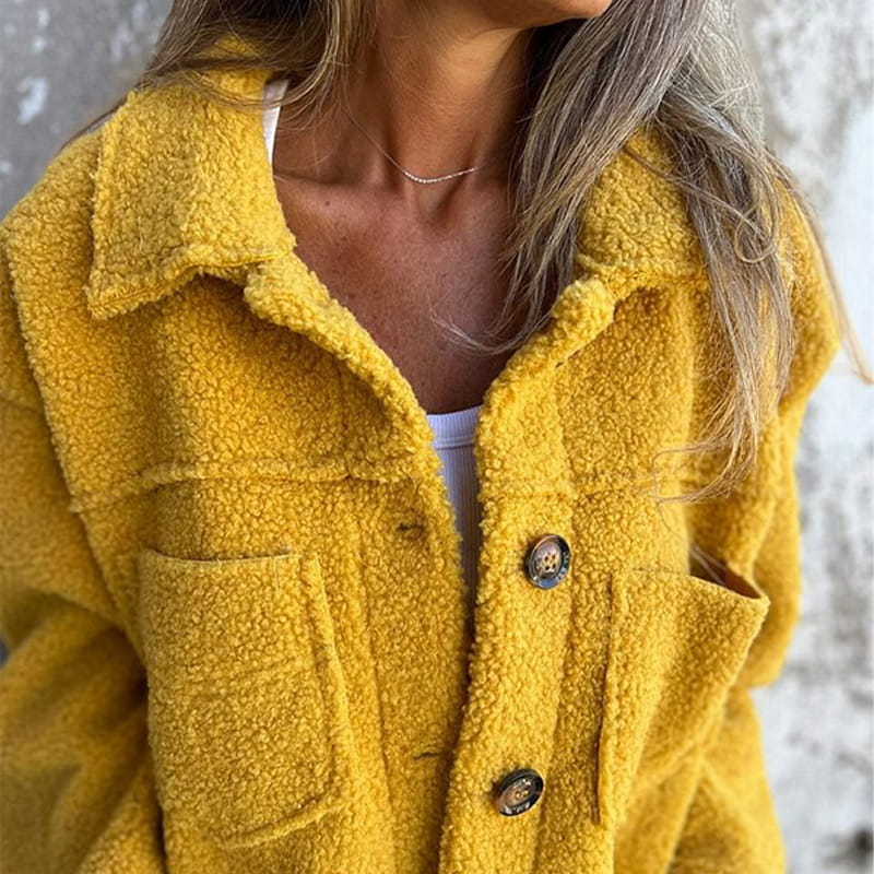 Veste mi-longue femme coupe droite col à revers chaude et élégante
