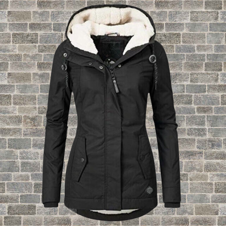 Veste d’hiver longue femme imperméable à capuche doublée chaude