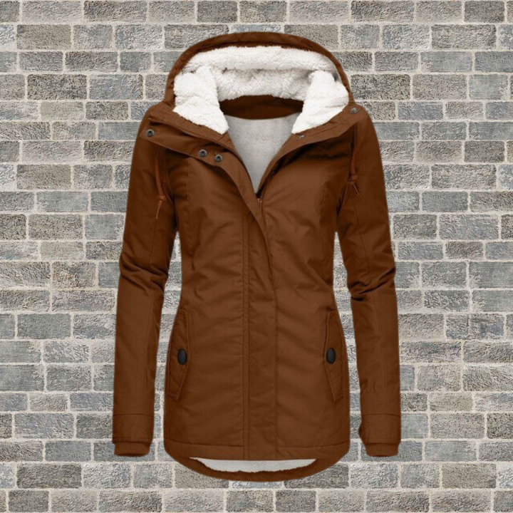 Veste d’hiver longue femme imperméable à capuche doublée chaude