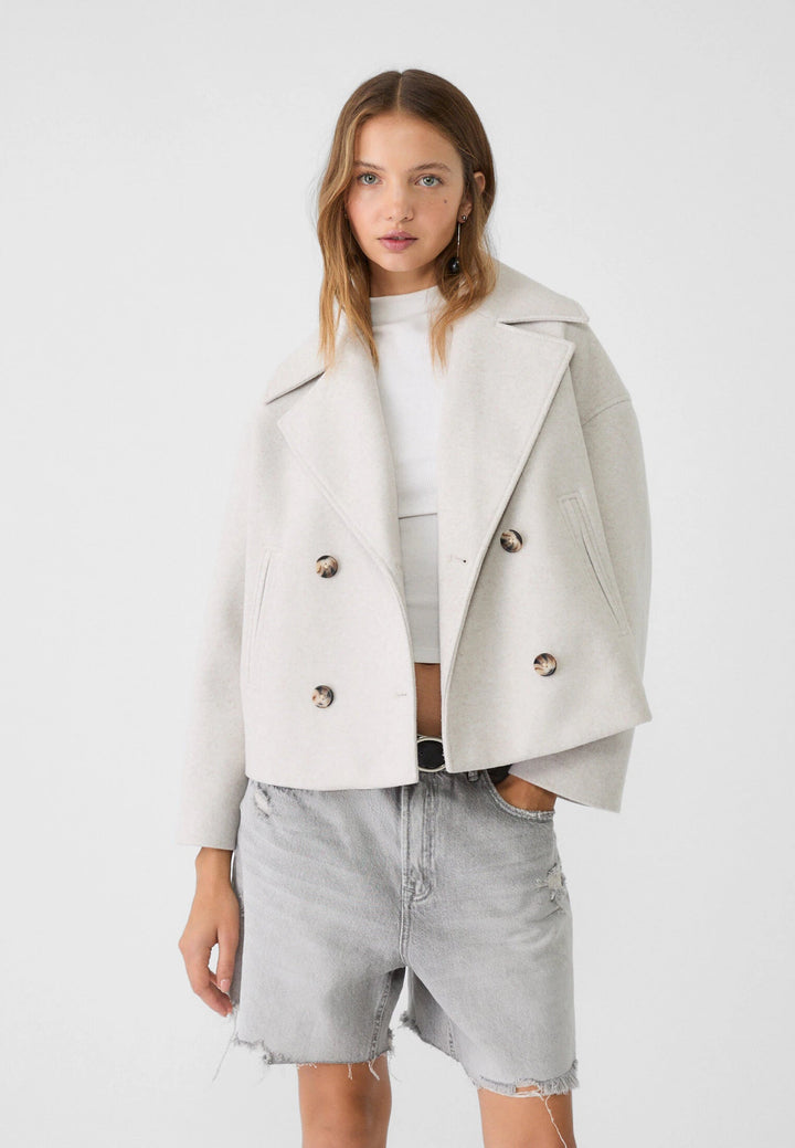 Veste courte croisée femme double boutonnage coupe droite élégante