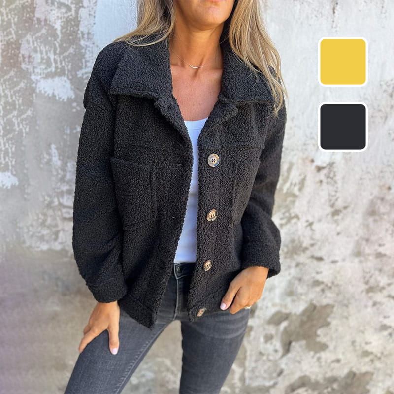 Veste mi-longue femme coupe droite col à revers chaude et élégante