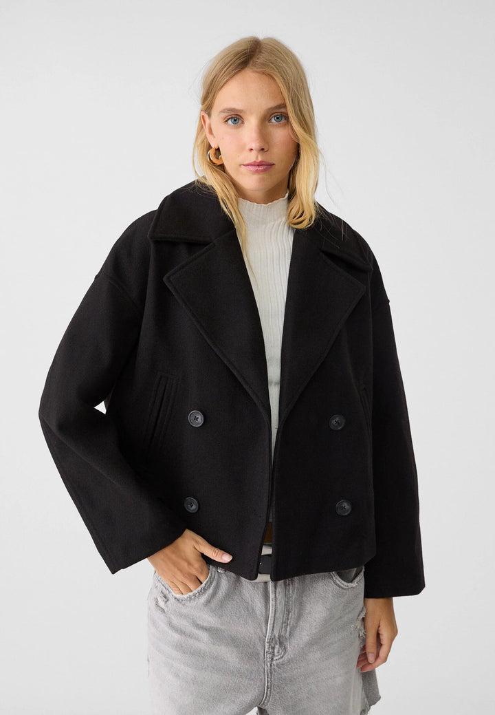 Veste courte croisée femme double boutonnage coupe droite élégante
