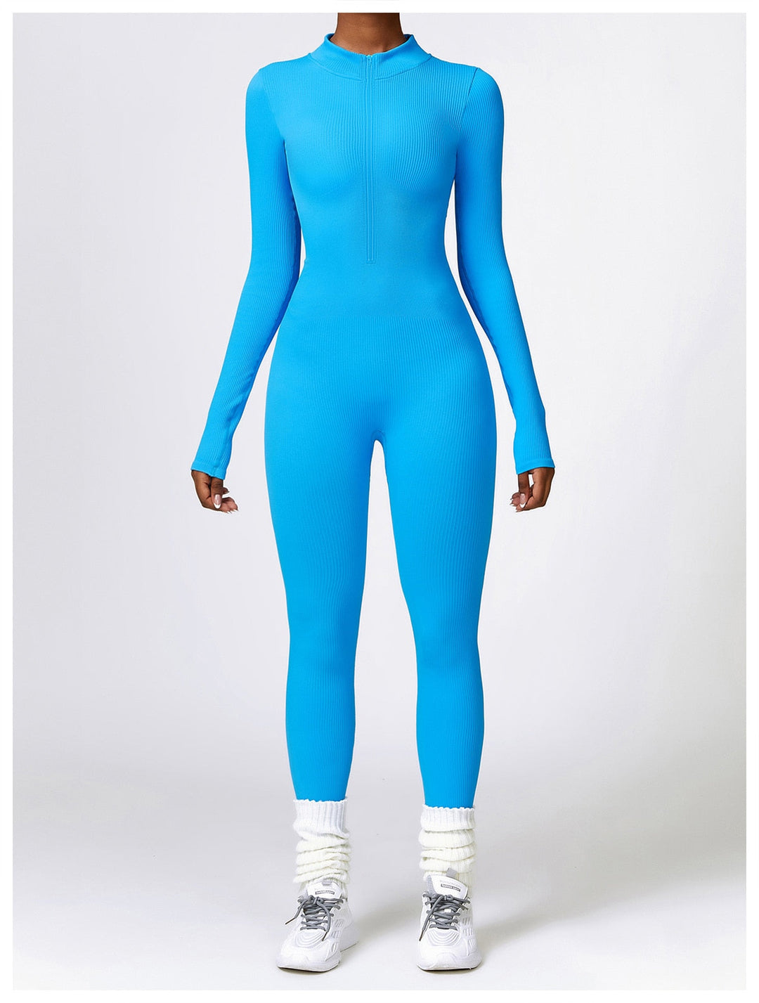 Zip Up Jumpsuit Long Sleeve - Siopie