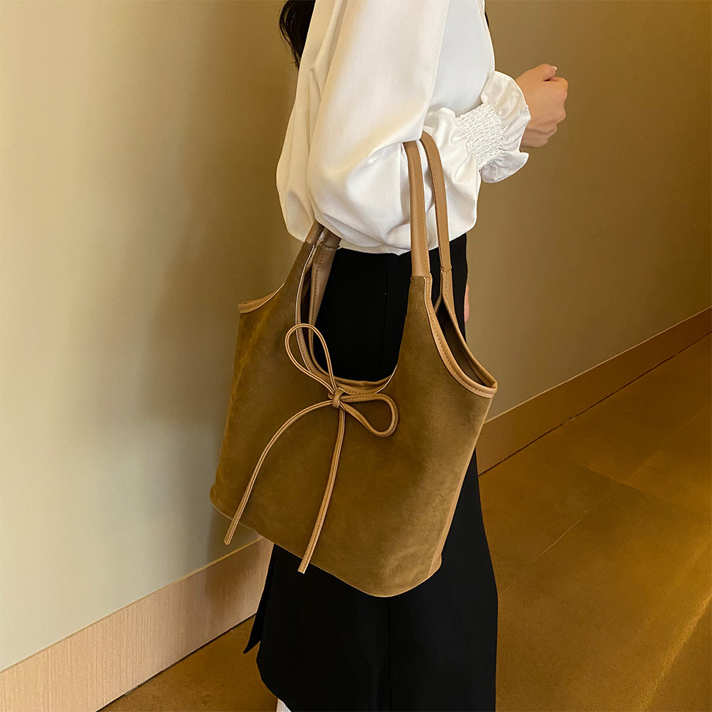 Sac à main femme bicolore nœud élégant cuir végan bandoulière