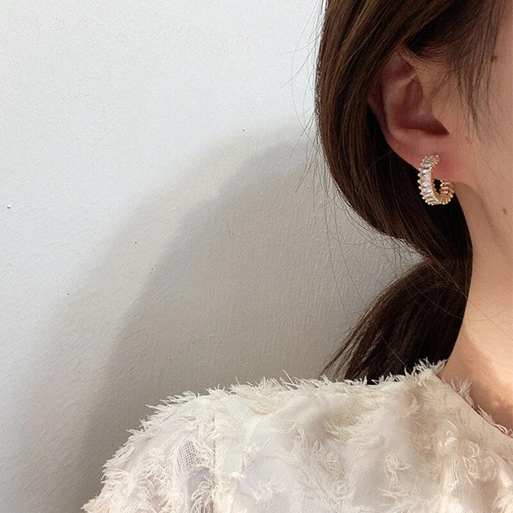 Aria Gold-Plated Crystal Hoop Earrings for Elegant Everyday Wear