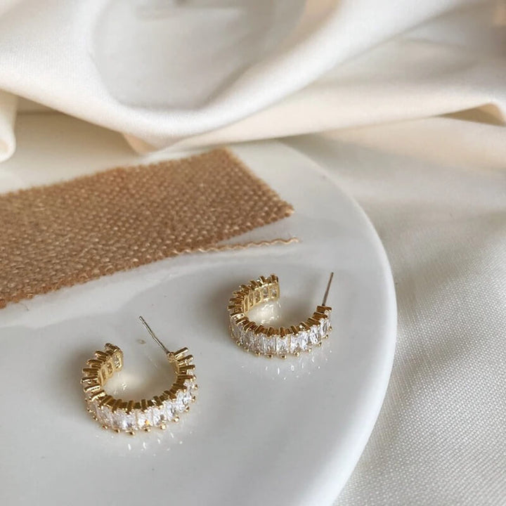 Aria Gold-Plated Crystal Hoop Earrings for Elegant Everyday Wear