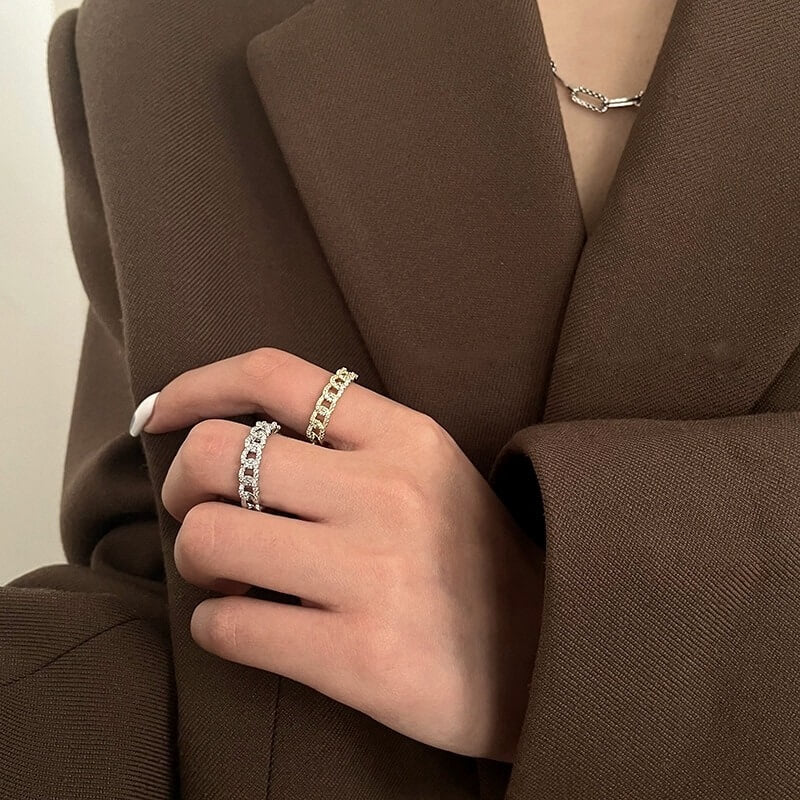 Liora Chain Ring – Adjustable 14K Gold & Sterling Silver