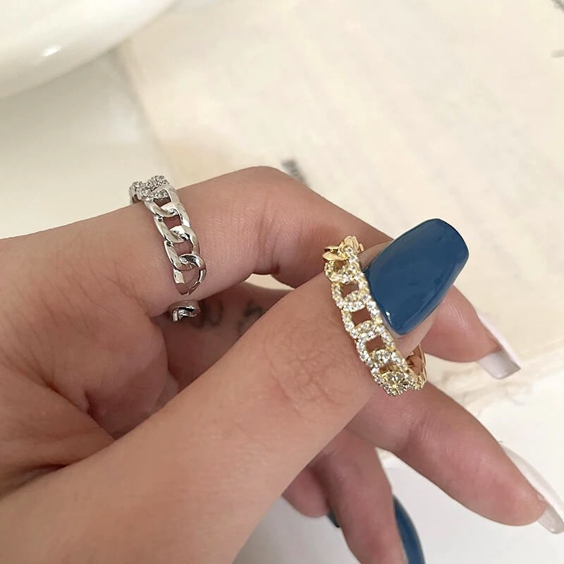 Liora Chain Ring – Adjustable 14K Gold & Sterling Silver
