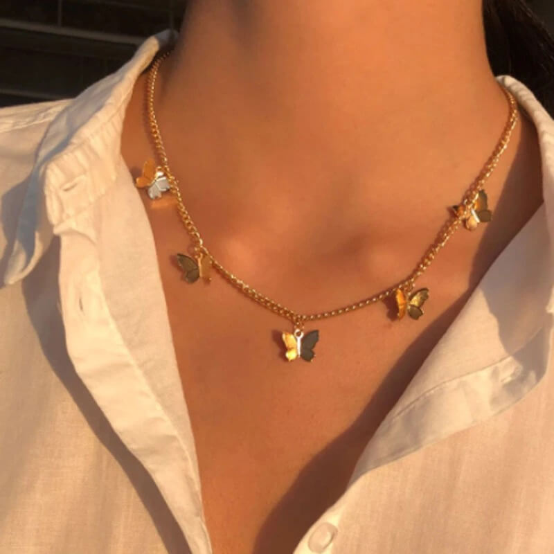 Liora Gold Butterfly Pendant Necklace – 14K Plated Elegant Charm
