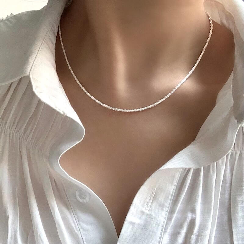 Liora Sterling Silver Sparkling Necklace – Elegant 45cm Length