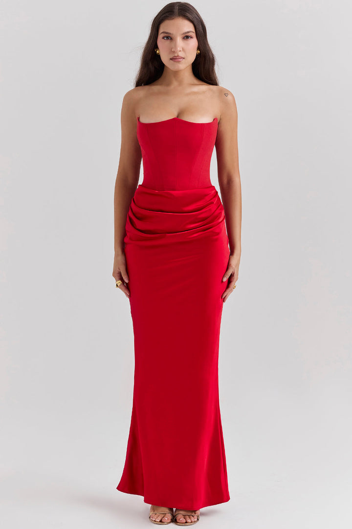 Robe bustier satin femme dos nu coupe ajustée élégante