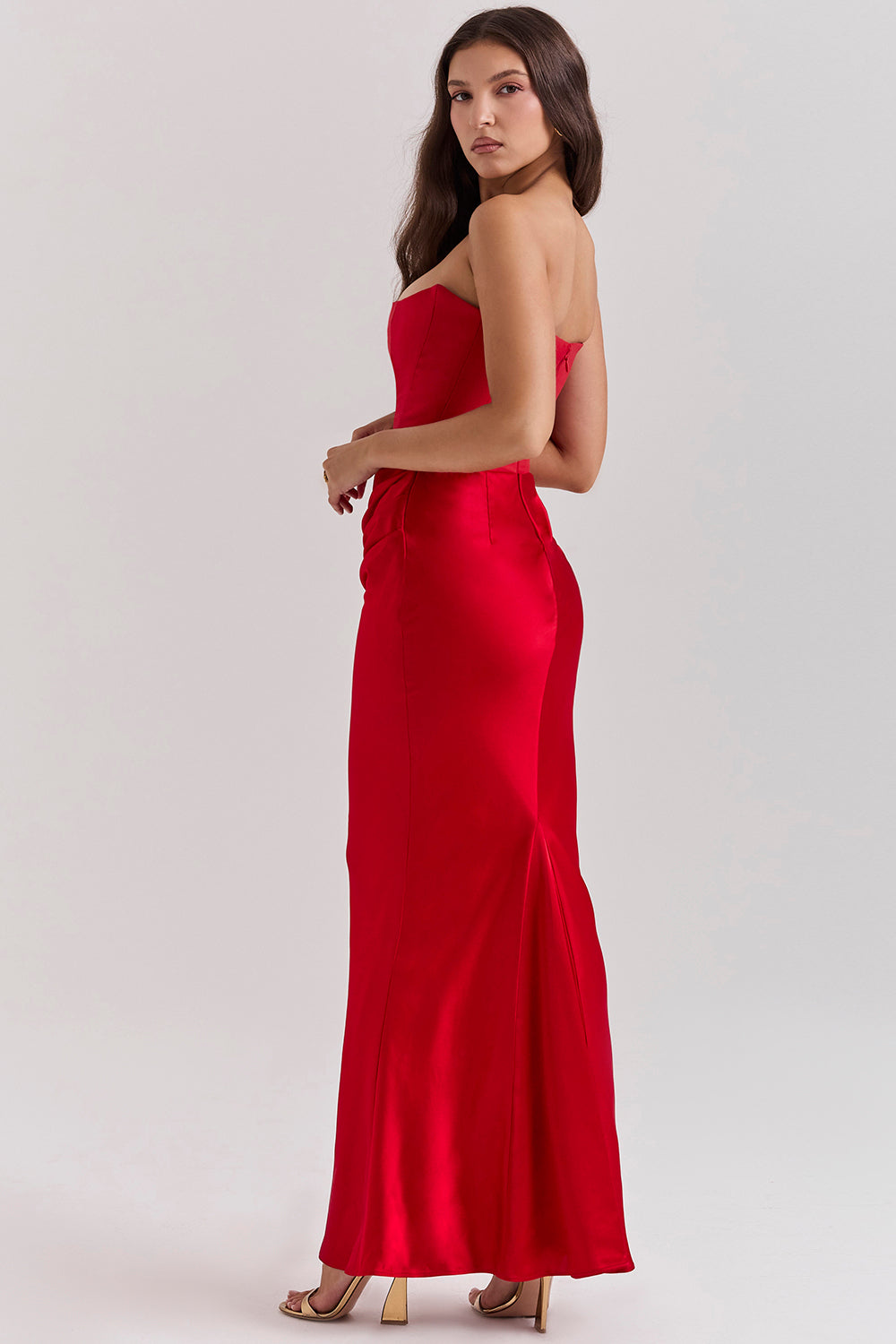 Robe bustier satin femme dos nu coupe ajustée élégante