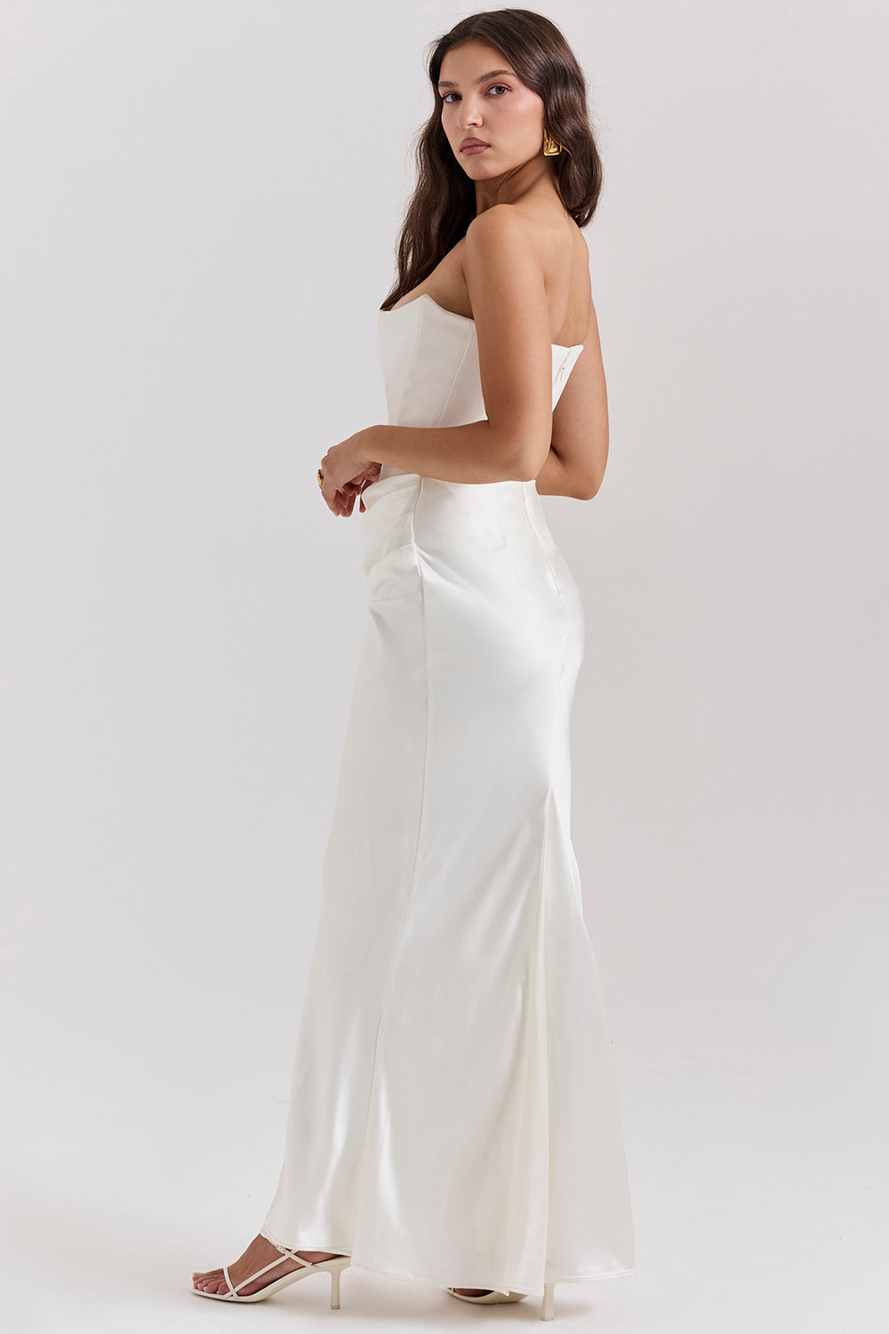 Robe bustier satin femme dos nu coupe ajustée élégante