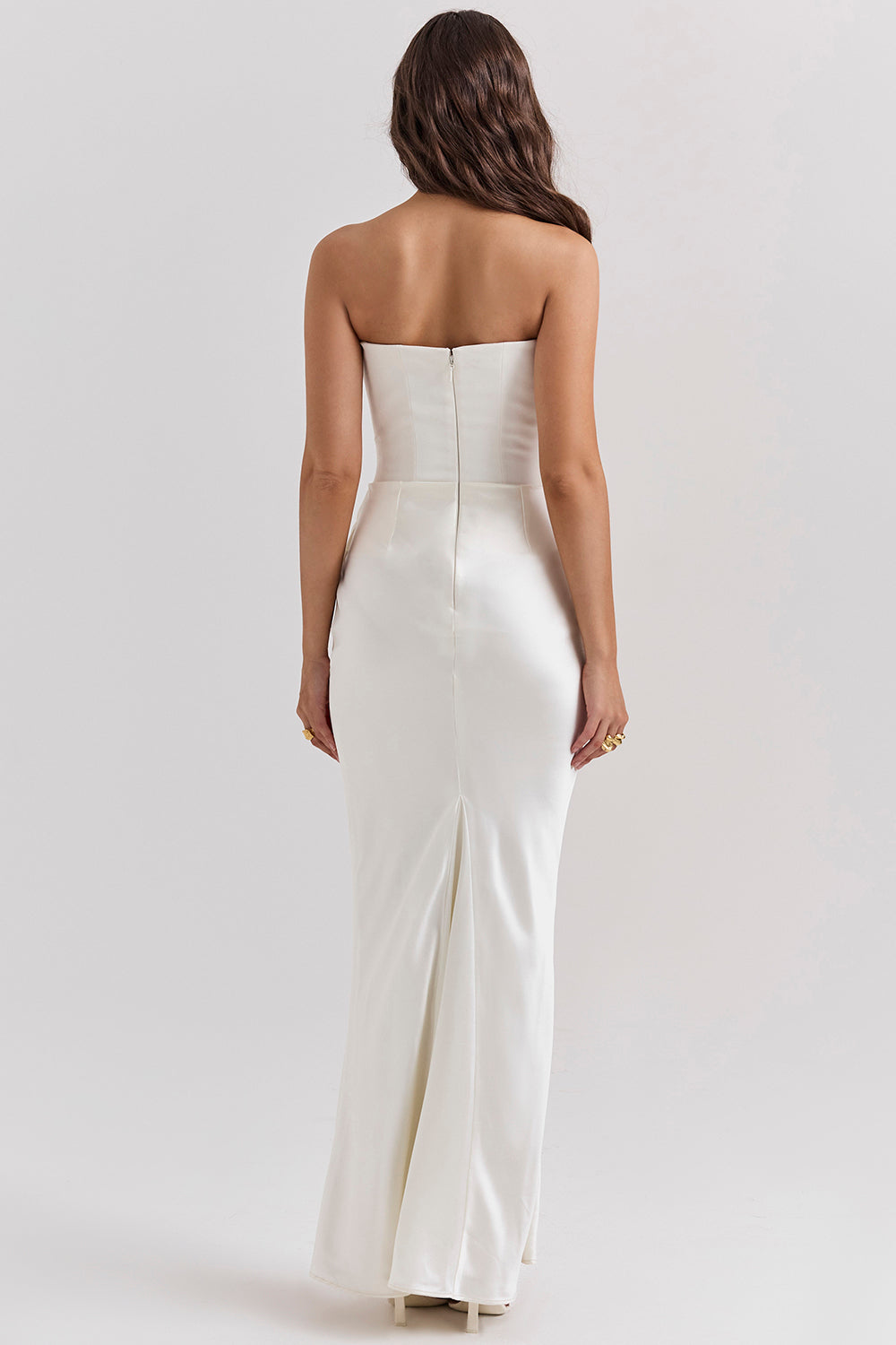 Robe bustier satin femme dos nu coupe ajustée élégante