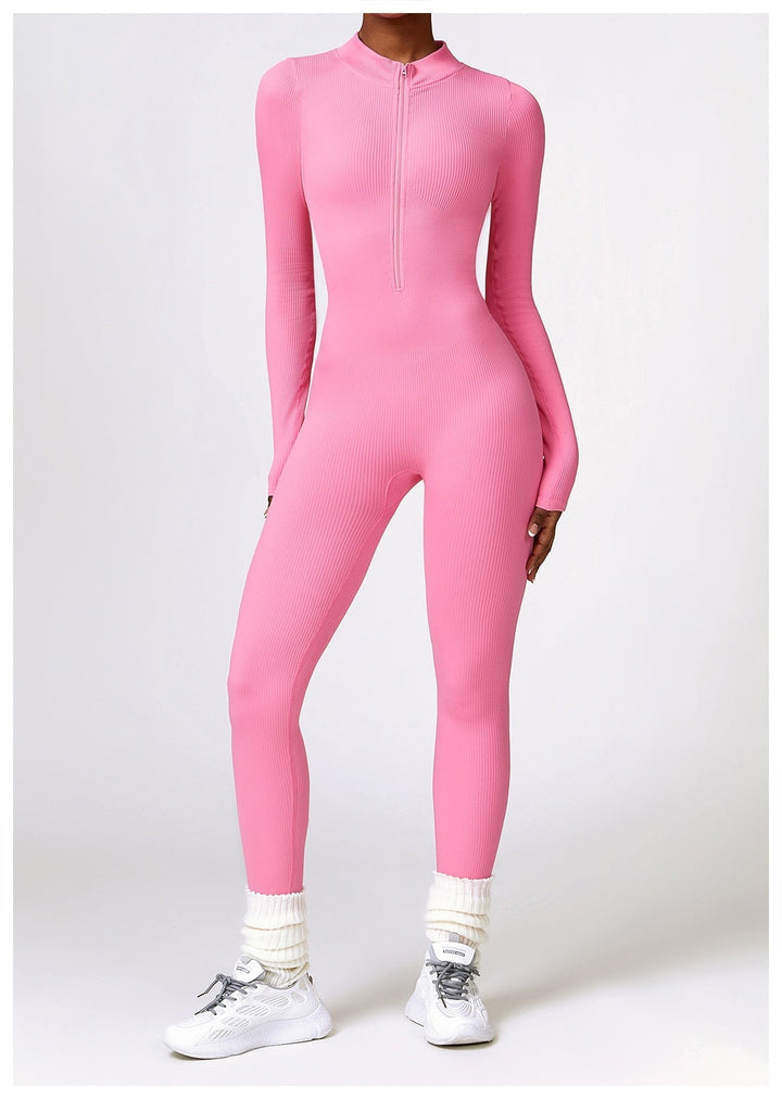 Zip Up Jumpsuit Long Sleeve - Siopie