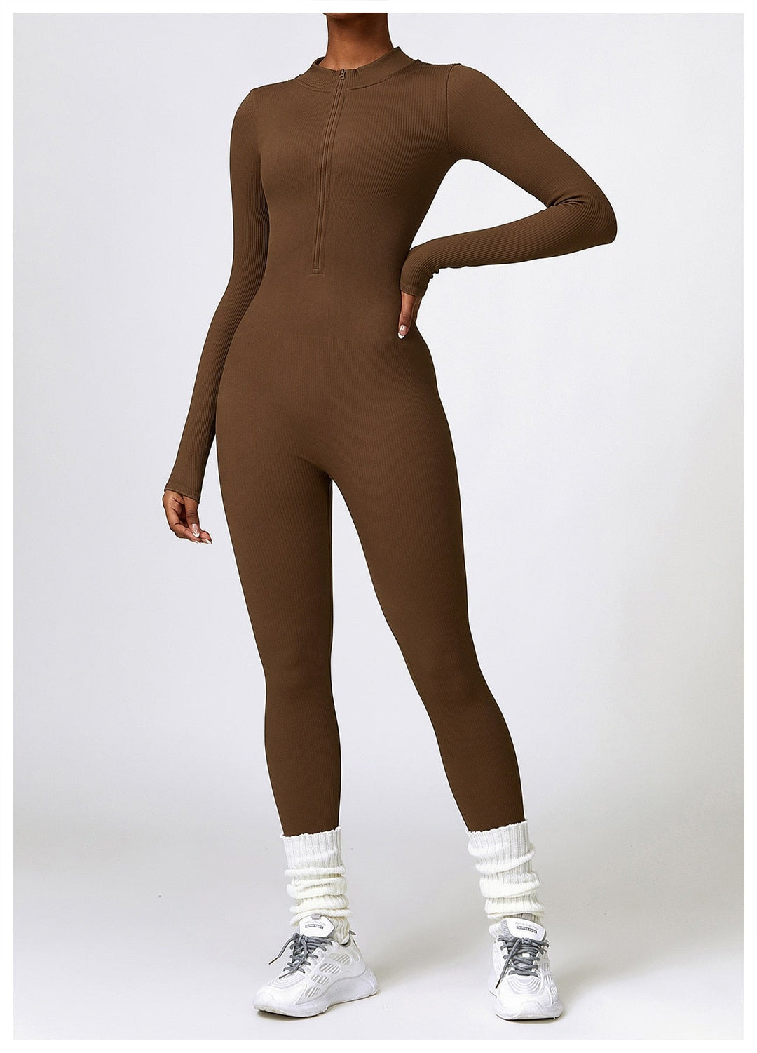 Zip Up Jumpsuit Long Sleeve - Siopie